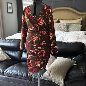 Venus Floral Bodycon Dress in size XL Brown Fall